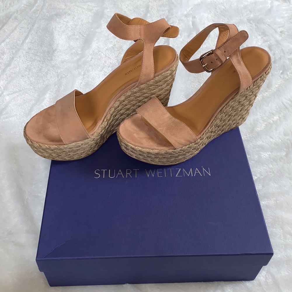 New Stuart Weitzman Natural Wedge Sandal - Picture 6 of 7
